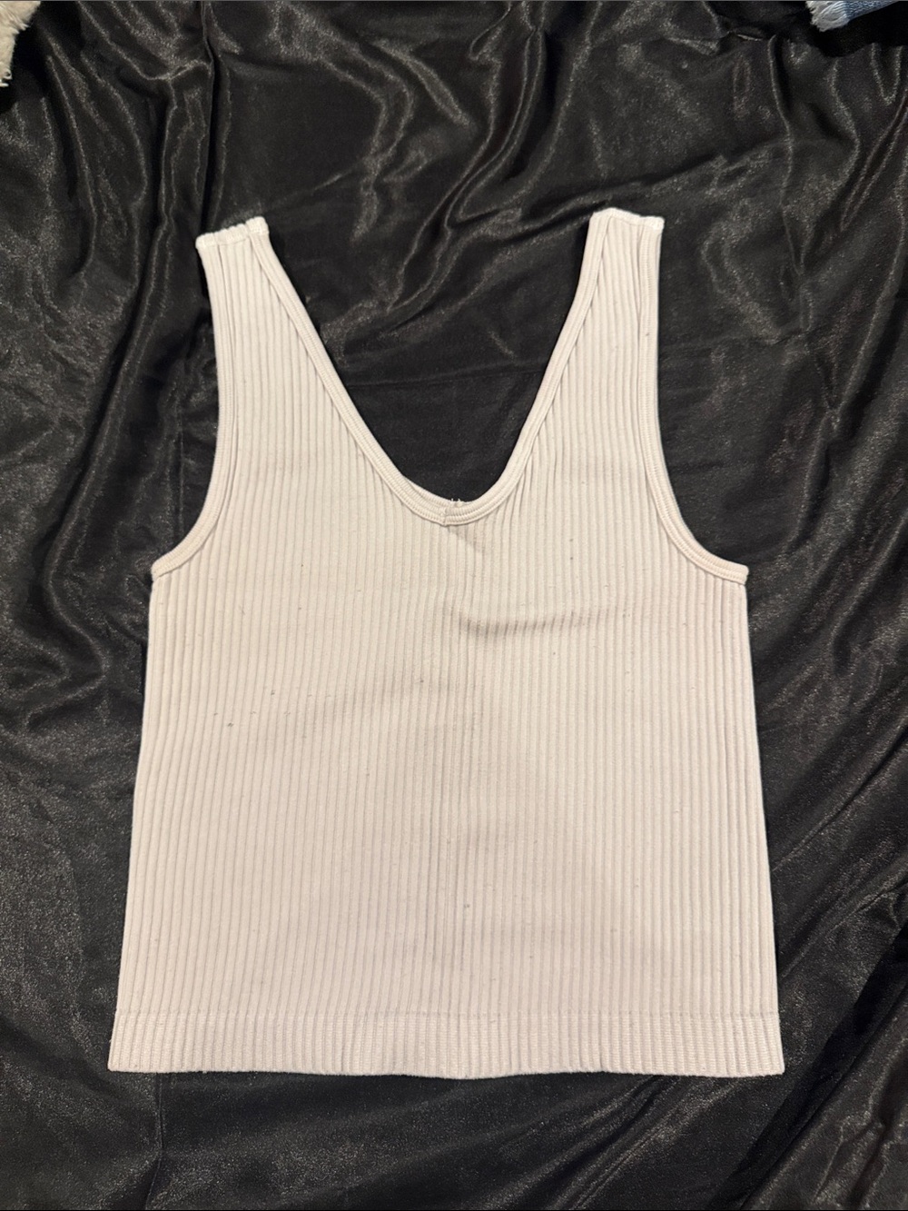 Ribbed V-Neck Tank Top in White - Women